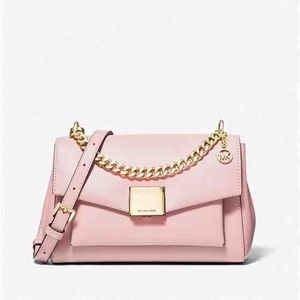 MICHAEL Michael Kors LITA Medium Leather Crossbody Bag Powder Blush Pink NWT